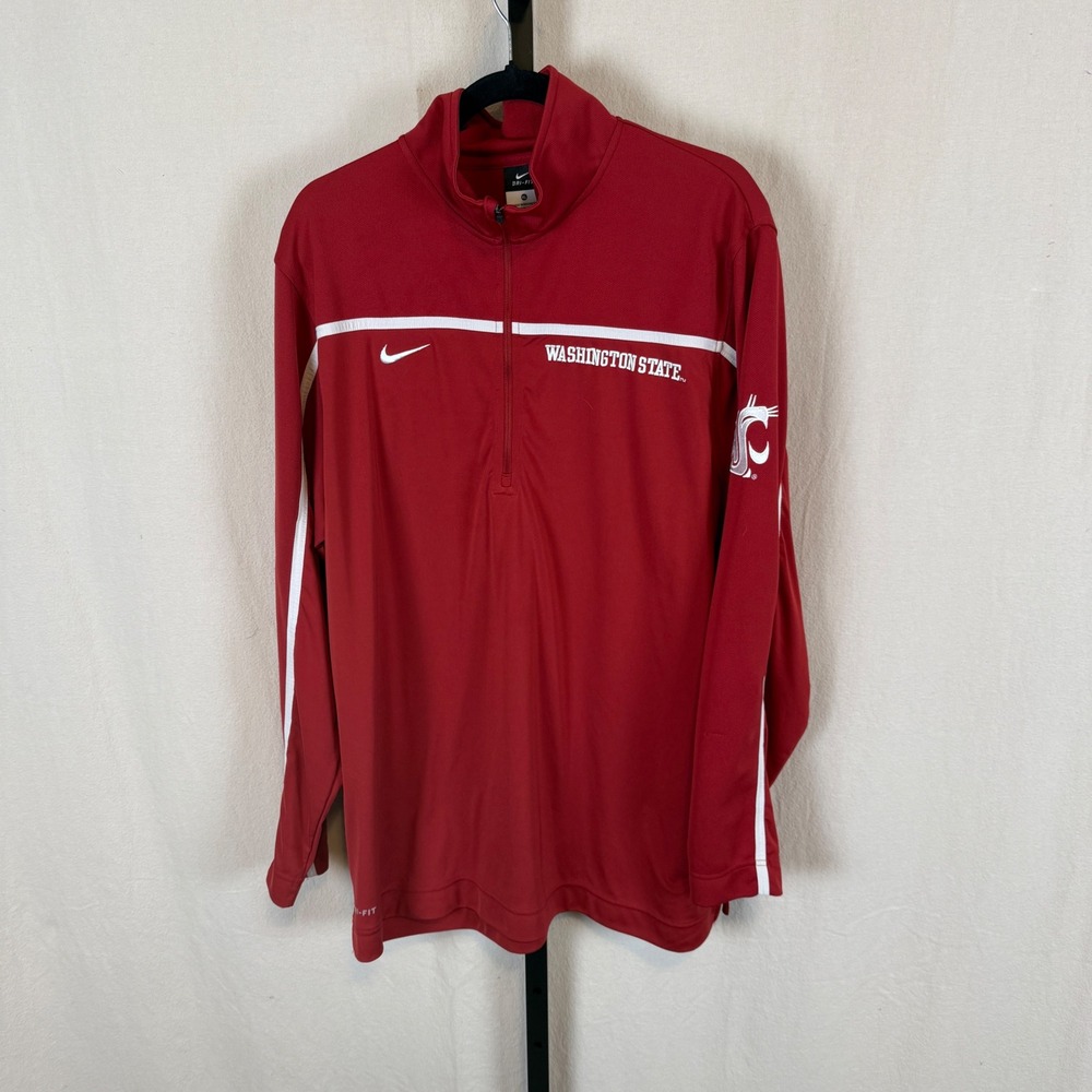 Nike Washington State Cougars WSU Dri-FIT Quarter Zip Pullover Red Mens XL